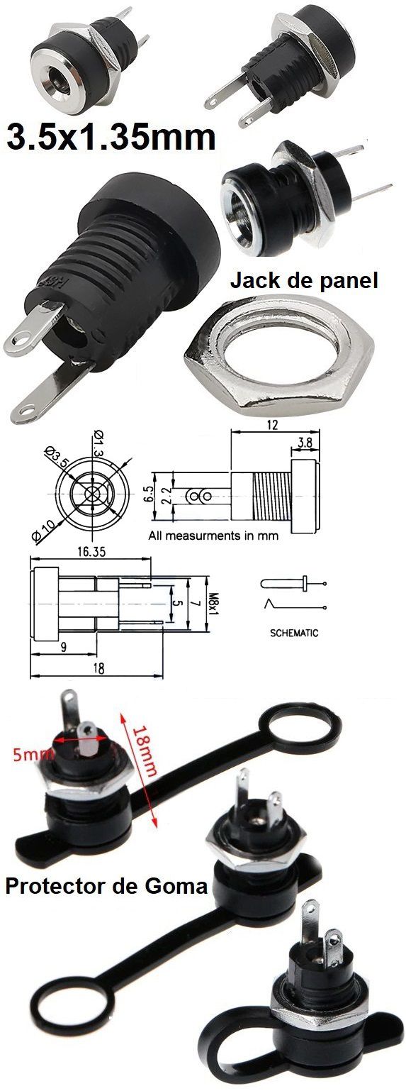 Jack IP 3.5x1.35mm - Panel